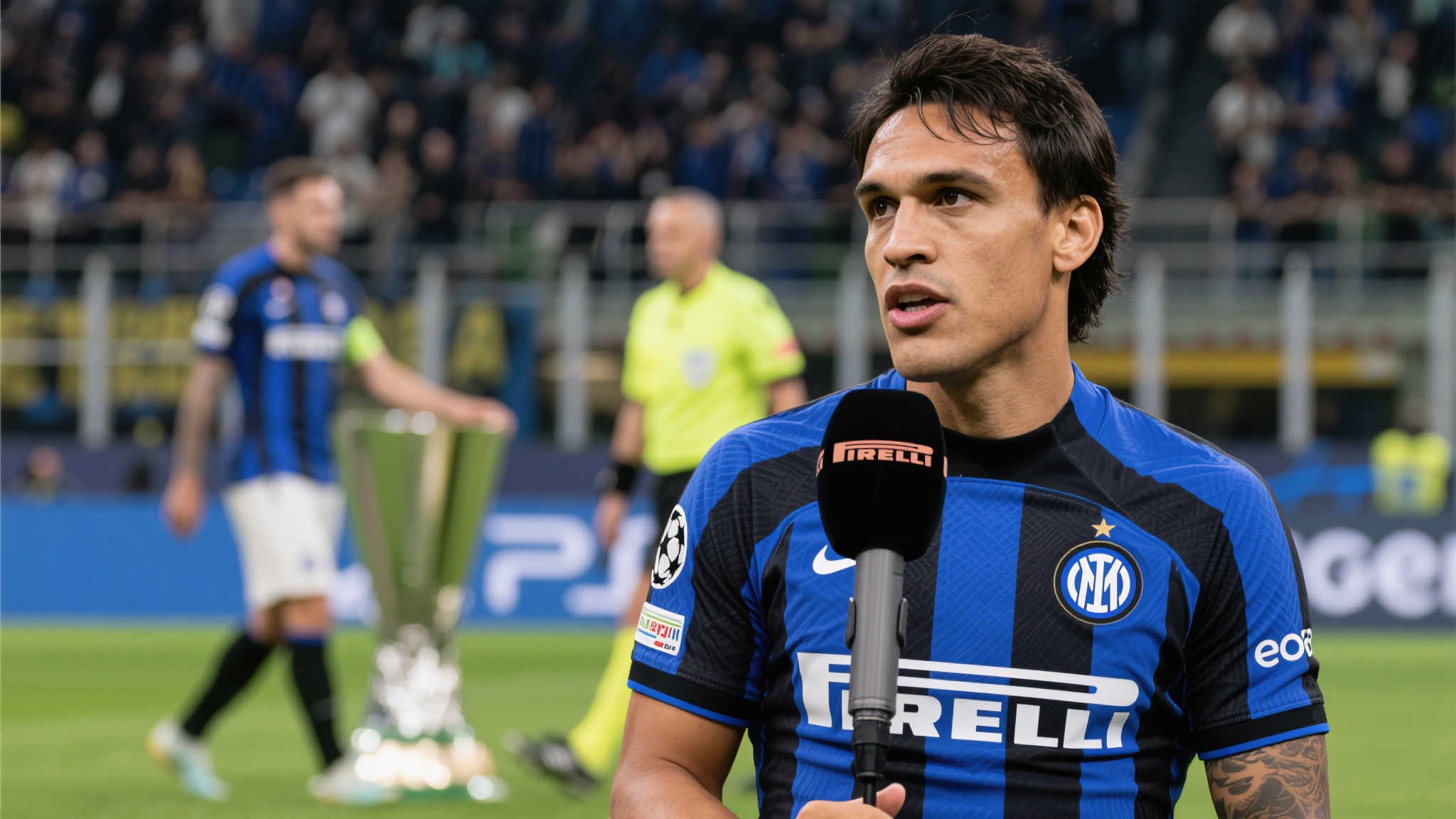 自国际米兰遗憾无缘欧冠冠军后，队内前锋劳塔罗·马丁